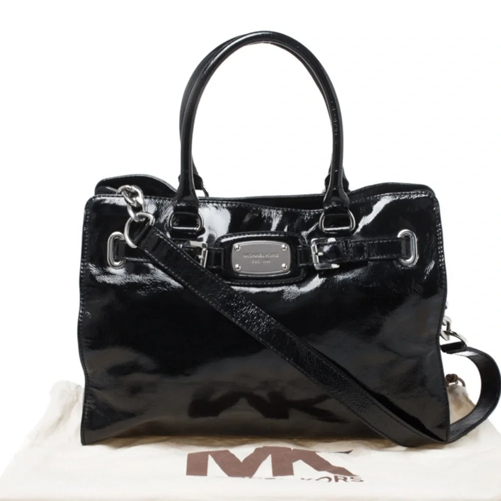 ❤️❤️ Michael Michael Kors Black Patent Leather East West Hamilton Tote❤️❤️